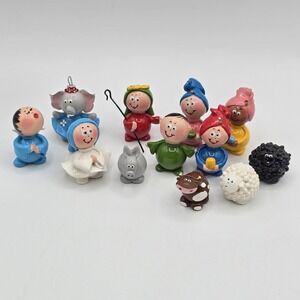Vtg Children's Midwest Importers Brazil Whimsical Nativity Set Little People